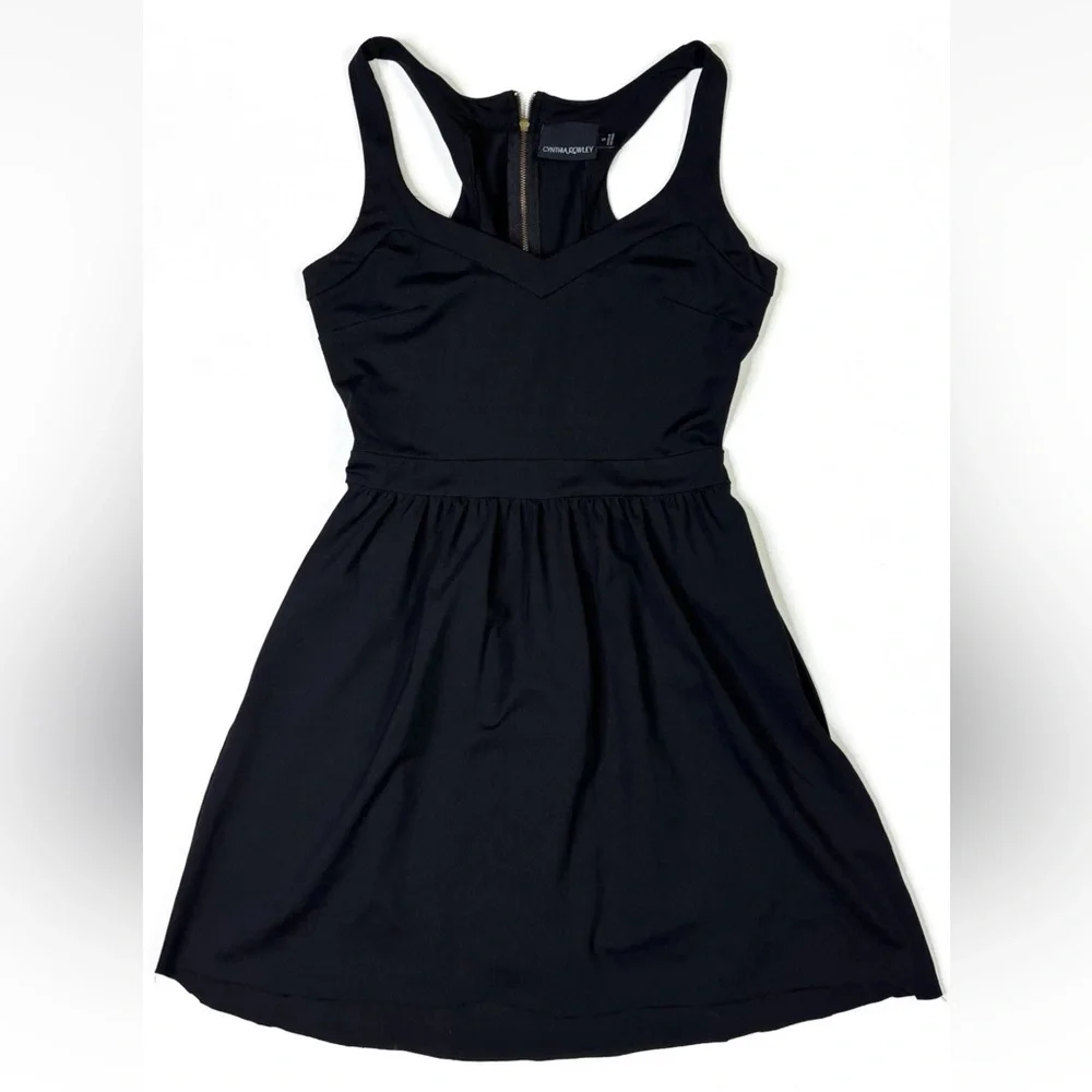 Cynthia Rowley Dress Women’s Small Black Sleeveless Zip Stretch A-Line - Picture 1 of 12